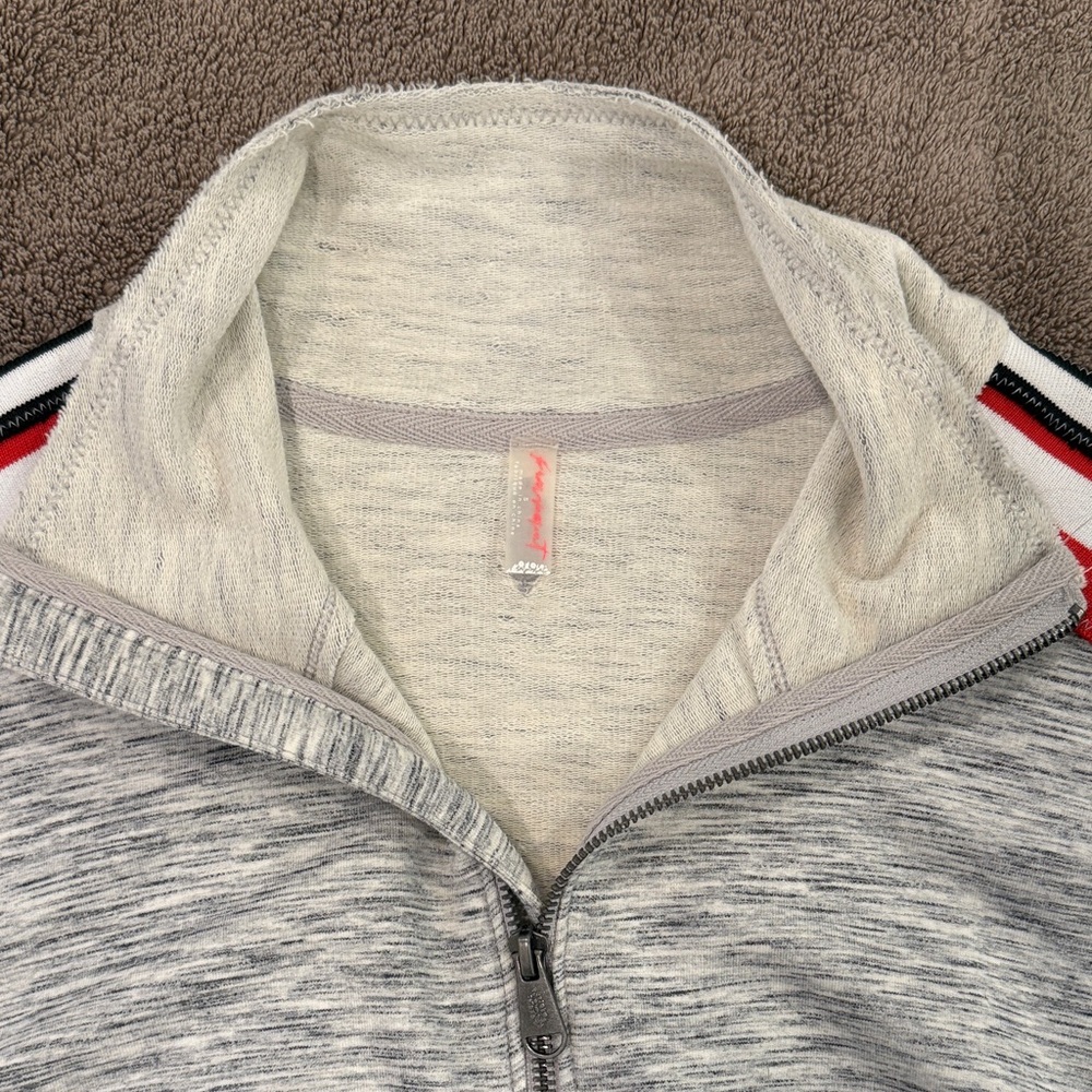 FP Movement by Free People Gray Sweatshirt with Red and Black Stripes - Picture 2 of 5